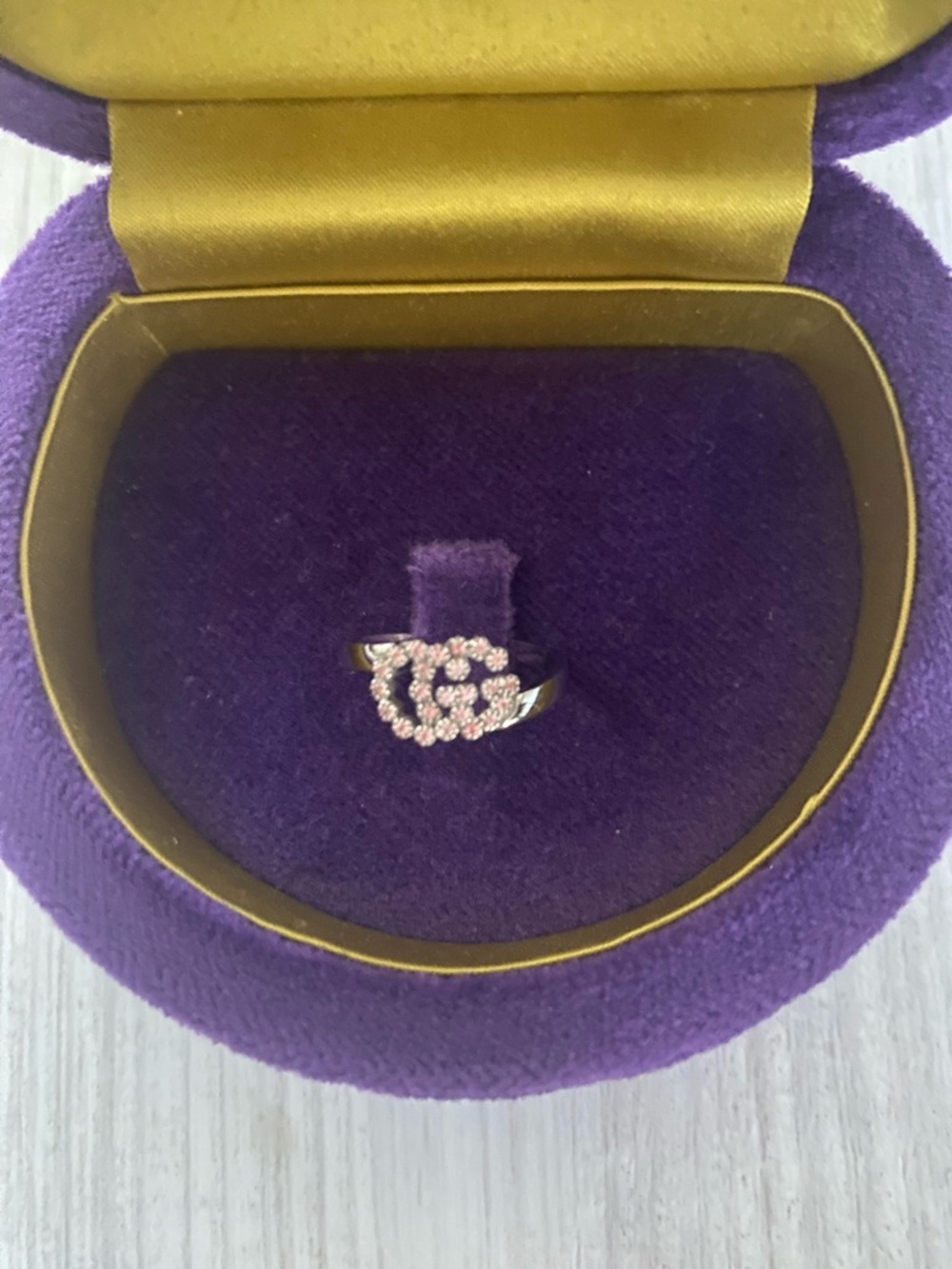 Gucci Pink Crystal Double G Ring in Silver - Picture 2 of 4